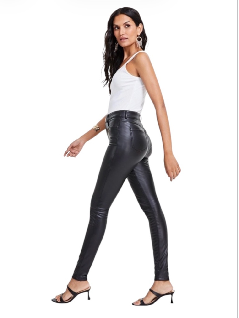 INC International Concepts Chic Black Faux-Leather Skinny Pants Size 6
